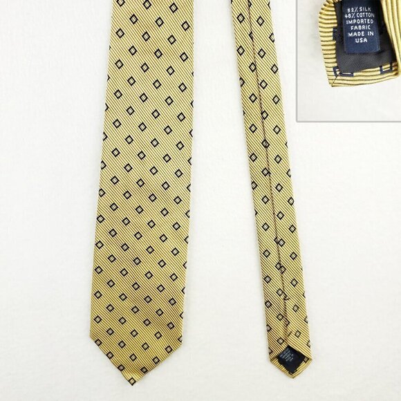Brooks Brothers Makers Geometric Neck Tie Silk Cotton Textured 60" Gold Made USA - Picture 9 of 12